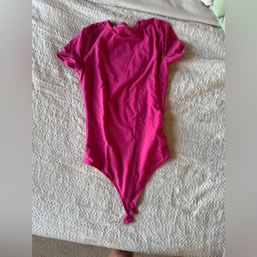 Pink Abercrombie Short-Sleeve Cotton-Blend Seamless Fabric Crew Bodysuit